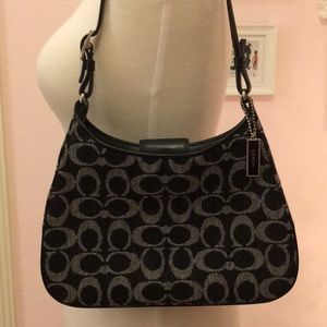 Coach Signature C wool and leather hobo, EUC
